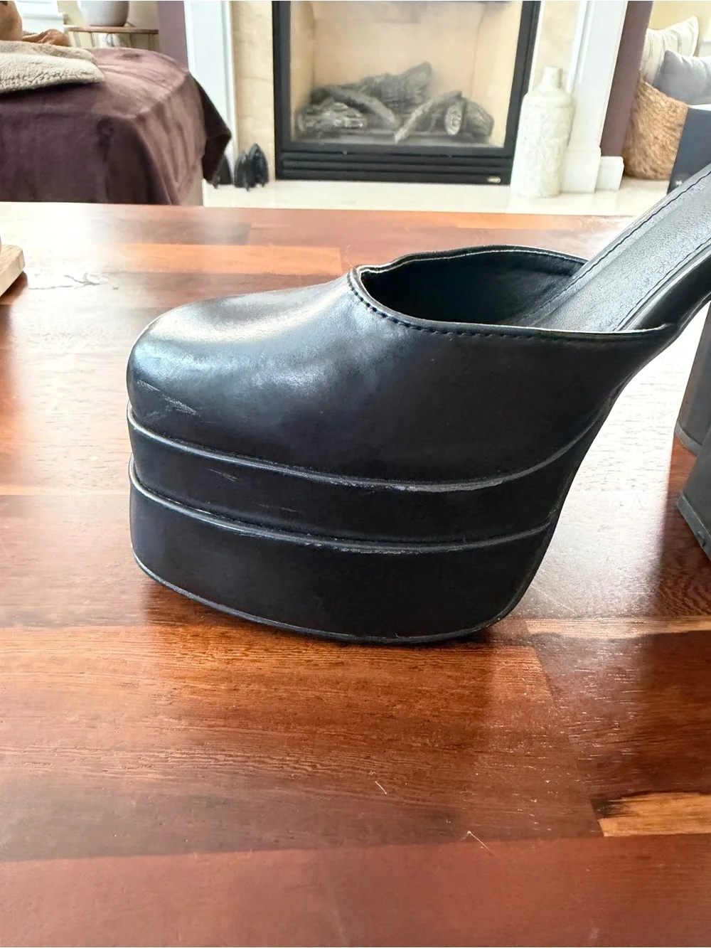 SHEIN Black Platform Mary Jane Heels with Ankle Strap